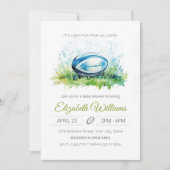 Elegante Waterverf Rugby Baby shower Invitation Kaart (Voorkant)