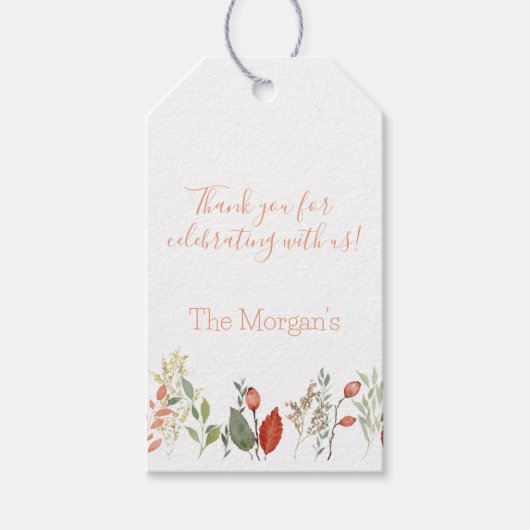 Elegante Waterverf rustieke bloem Cadeaulabel (Voorkant)