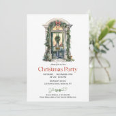 Elegante waterverf rustieke groene kerstdeur kaart (Staand voorkant)