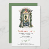 Elegante waterverf rustieke groene kerstdeur kaart (Voorkant / Achterkant)