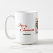 Elegante waterverf rustieke rode deurdennenboom koffiemok (Links)