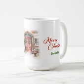 Elegante waterverf rustieke rode deurdennenboom koffiemok (Voorkant rechts)