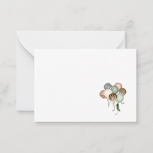 Elegante Waterverf Safari Wild One Flat Note Kaart Notitiekaartje (Achterkant)