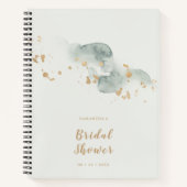 Elegante Waterverf Sage Goud Bruidsborrel Uitnodig Notitieboek (Voorkant)