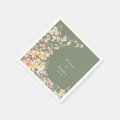 Elegante Waterverf Sage Green Wildflowers Wedding Servet (Hoek)