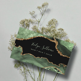 Elegante waterverf Sage Groene Agaat Visitekaartje