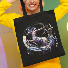 Elegante Waterverf Sagittarius Zodiac Black Tote Bag