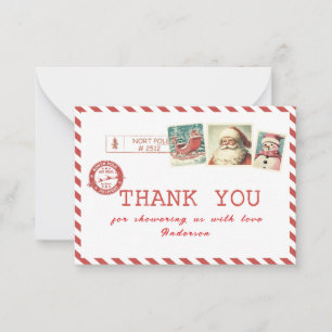 Elegante waterverf Santa baby Noordpool baby schoe Notitiekaartje