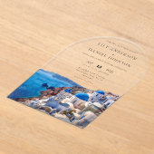 Elegante Waterverf Santorini Griekenland Wedding A Acryl Uitnodigingen (Laagn)