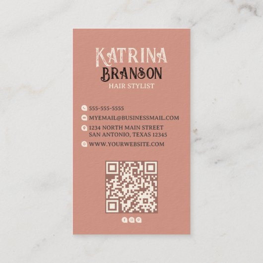 Elegante Waterverf  Schaar & Bloemen Visitekaartje (Achterkant)