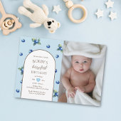 Elegante Waterverf Schattige Berry First Birthday  Kaart
