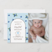 Elegante Waterverf Schattige Berry First Birthday  Kaart (Voorkant)