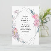 Elegante Waterverf schets geometrische bruiloft Kaart (Staand voorkant)