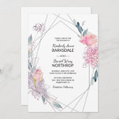 Elegante Waterverf schets geometrische bruiloft Kaart (Voorkant / Achterkant)