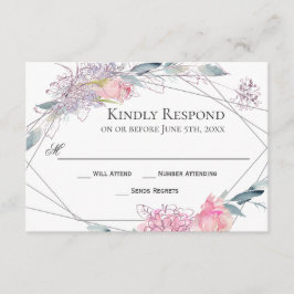 Elegante Waterverf Schets Geometrische Bruiloft RS RSVP Kaartje