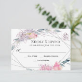 Elegante Waterverf Schets Geometrische Bruiloft RS RSVP Kaartje (Staand voorkant)