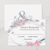 Elegante Waterverf Schets Geometrische Bruiloft RS RSVP Kaartje (Voorkant / Achterkant)