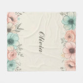 Elegante Waterverf Schetsbloemen Fleece Deken (Voorkant (Horizontaal))