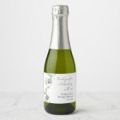 Elegante waterverf script eucalyptus bruiloftsborr sparkling wijnetiket (Voorkant)