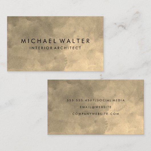 Elegante Waterverf Sepia Visitekaartje (Voorkant / Achterkant)
