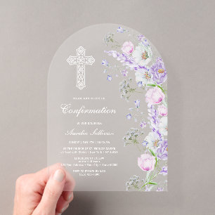 Elegante Waterverf Sering Bloemen Boog Bevestiging Acryl Uitnodigingen