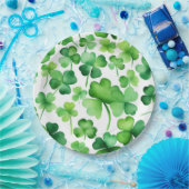 Elegante Waterverf Shamrocks Papieren Bordje (Feest)