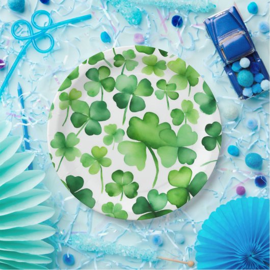 Elegante Waterverf Shamrocks Papieren Bordje (Feest)