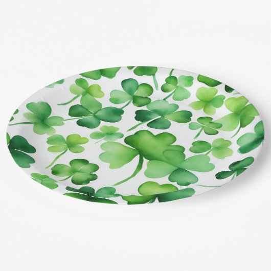 Elegante Waterverf Shamrocks Papieren Bordje (Gekanteld)