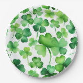 Elegante Waterverf Shamrocks Papieren Bordje (Voorkant)
