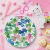 Elegante Waterverf Shamrocks Papieren Bordje (Feest)