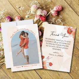 Elegante waterverf sinaasappel Bloemen Pasgetrouwd Bedankkaart