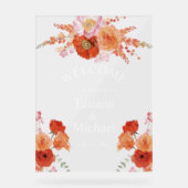 Elegante waterverf sinaasappel Bloemen Welkom brui Acryl Bord (Voorkant)