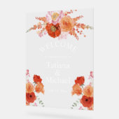 Elegante waterverf sinaasappel Bloemen Welkom brui Acryl Bord (Hoek)