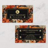Elegante Waterverf Sinaasappel en bruine herfstbla Visitekaartje (Voorkant / Achterkant)