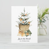 Elegante Waterverf Sinaasappel Slices Kaneel Flat Feestdagenkaart (Staand voorkant)