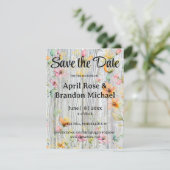 Elegante waterverf sinaasappel wilde bloemen barnw save the date (Staand voorkant)