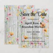 Elegante waterverf sinaasappel wilde bloemen barnw save the date (Voorkant / Achterkant)