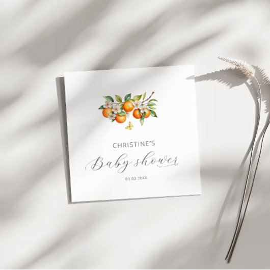 Elegante Waterverf Sinaasappels Baby shower Servet