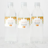 Elegante waterverf sinaasappels en bloemen waterfles etiket (Flessen)