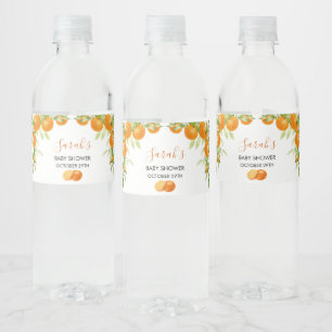 Elegante waterverf sinaasappels en bloemen waterfles etiket