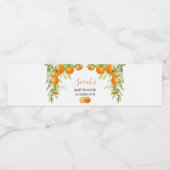 Elegante waterverf sinaasappels en bloemen waterfles etiket (Enkel label)