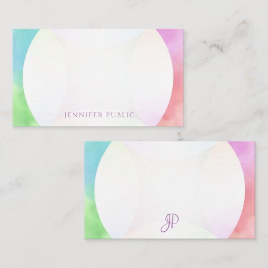 Elegante Waterverf Sjabloon Hand Script Monogram (Voorkant / Achterkant)