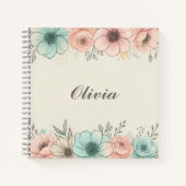 Elegante Waterverf Sketchy Flowers Notitieboek (Voorkant)