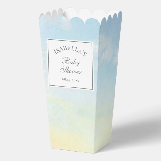 Elegante Waterverf Sky and Clouds Baby shower Bedankdoosjes (Achterkant)