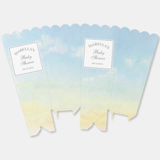 Elegante Waterverf Sky and Clouds Baby shower Bedankdoosjes (Ongevouwen)