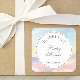 Elegante Waterverf Sky and Clouds Baby shower Vierkante Sticker