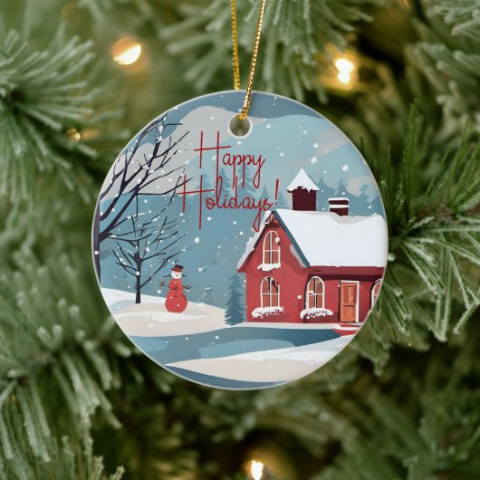 Elegante Waterverf Sneeuwval Feestelijke Vreugde K Keramisch Ornament (Boom)