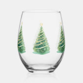 Elegante Waterverf Sneeuwvlok Vrolijke kerstboom Wijnglas Zonder Voet (Voorkant)