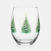 Elegante Waterverf Sneeuwvlok Vrolijke kerstboom Wijnglas Zonder Voet (Achterkant)