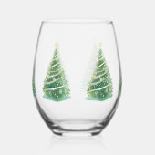 Elegante Waterverf Sneeuwvlok Vrolijke kerstboom Wijnglas Zonder Voet (Links)